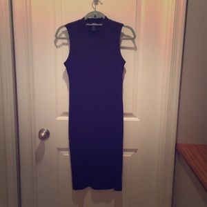 Mock neck midi length fitted dress